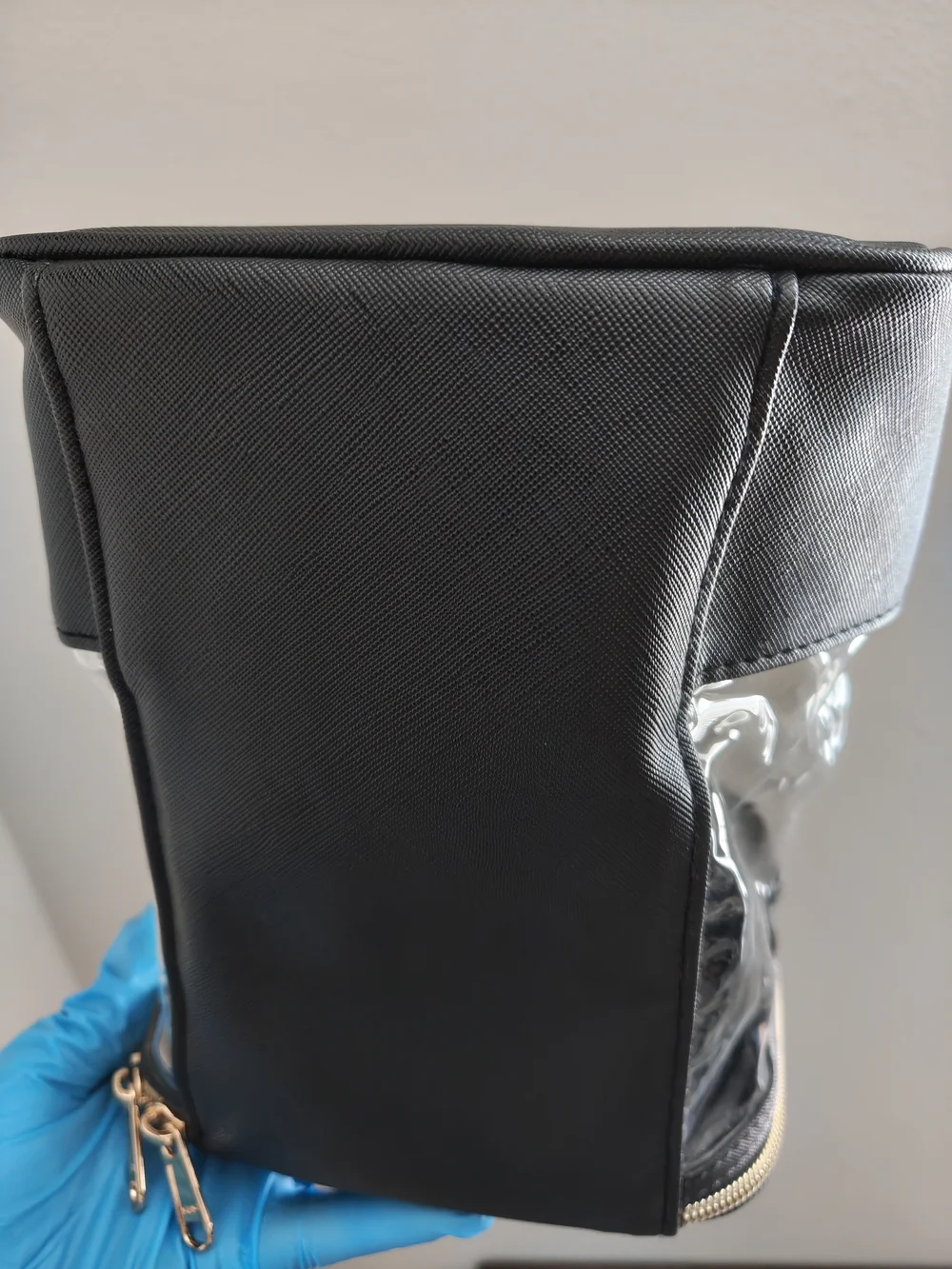 Clear Black Cosmetic Travel Organizer Bag with Gold Zipper